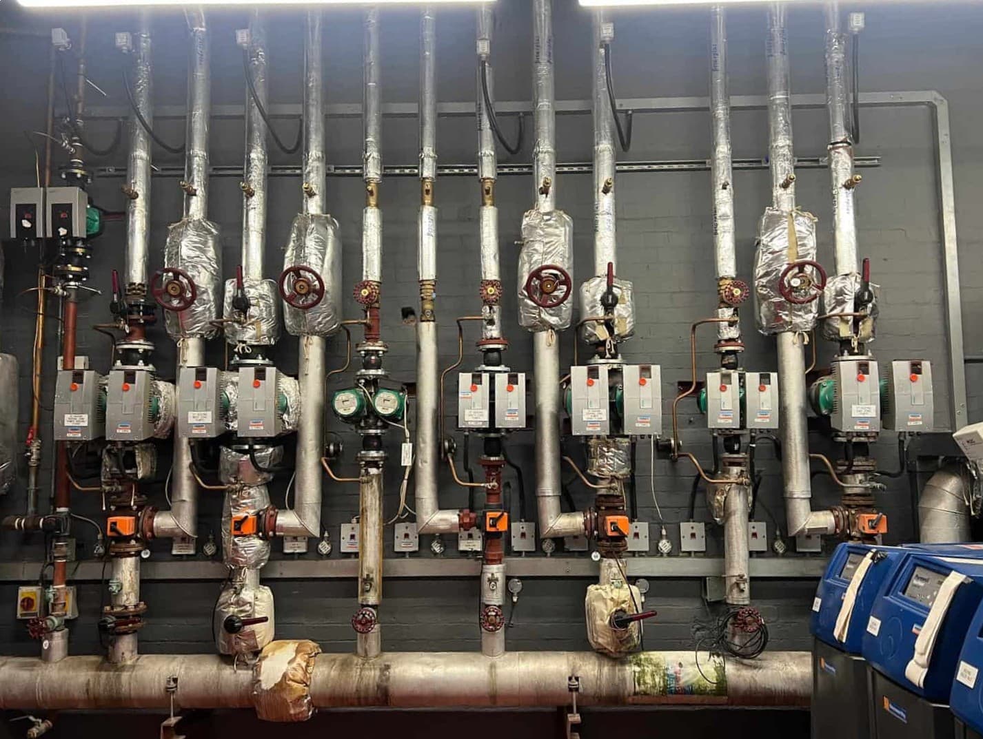 Commercial plant room pipework installation